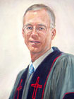 Portrait of the Reverend in robes with bible