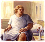 Obese Patient in hospital bed drawing