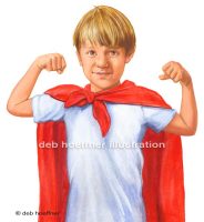 boy wearing cape illustration